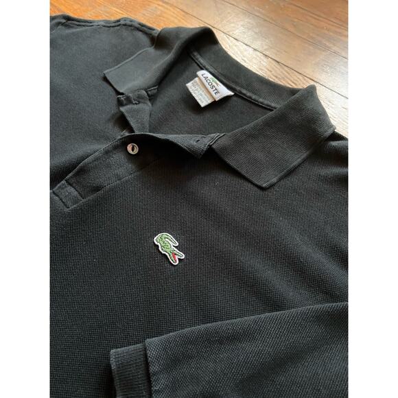 LACOSTE Black Pique Cotton Polo sz 7 (US sz XL) - Picture 2 of 9